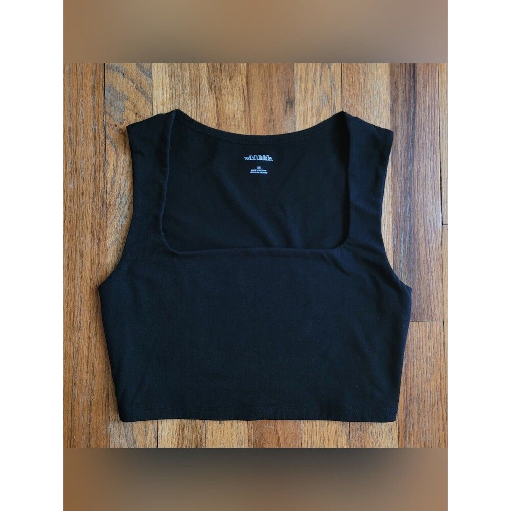 Wild Fable Black Square-Neck Cropped Tank Size Medium NWOT Summer Top